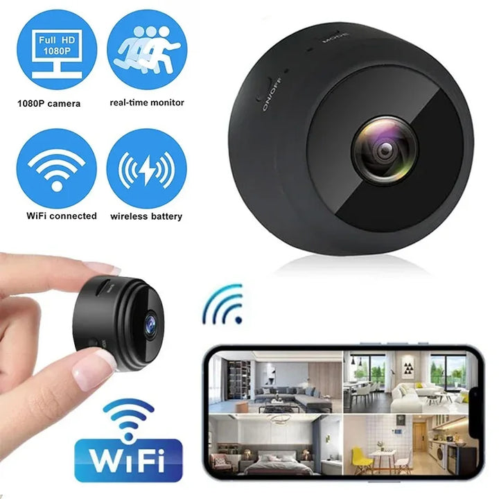 Mini câmara Espia, 1080P HD mini Wi-Fi oculto câmara de espião para ver no telemóvel, interior micro câmaras de vigilância longa duração, ao ar livre / interior câmara com gravação